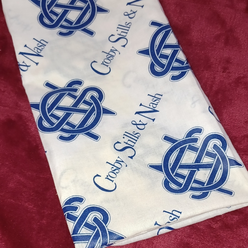 Crosby Stills & Nash Logo Bandana Scarf in White & Blue